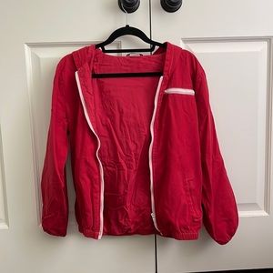 Rarely worn Brandy Melville John Galt Red Bomber Jacket with White Zippers